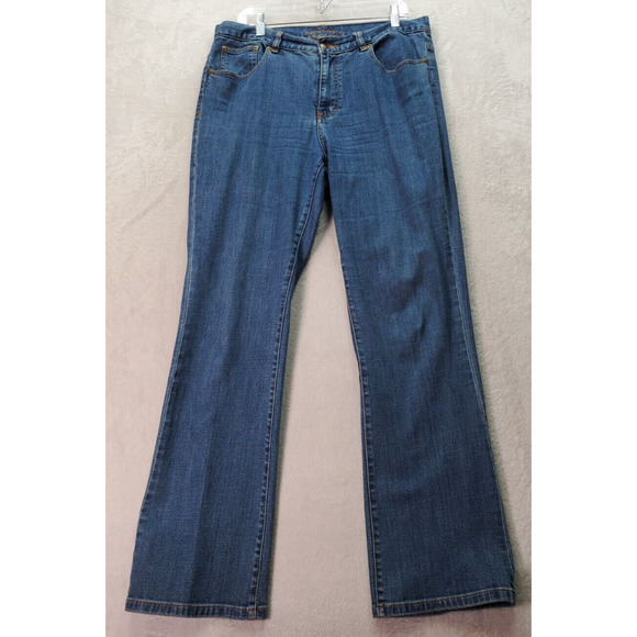 Lauren Jeans Co. Bootcut Jeans Women Size 12 Blue Denim Cotton Pocket Flat Front - Picture 1 of 9